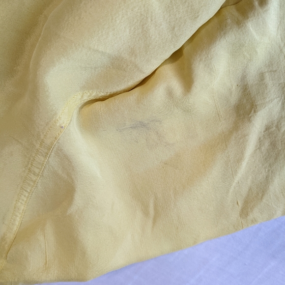 Diane Gilman 100% silk Yellow Long Sleeve Button Down Shirt Size Medium - Picture 9 of 10